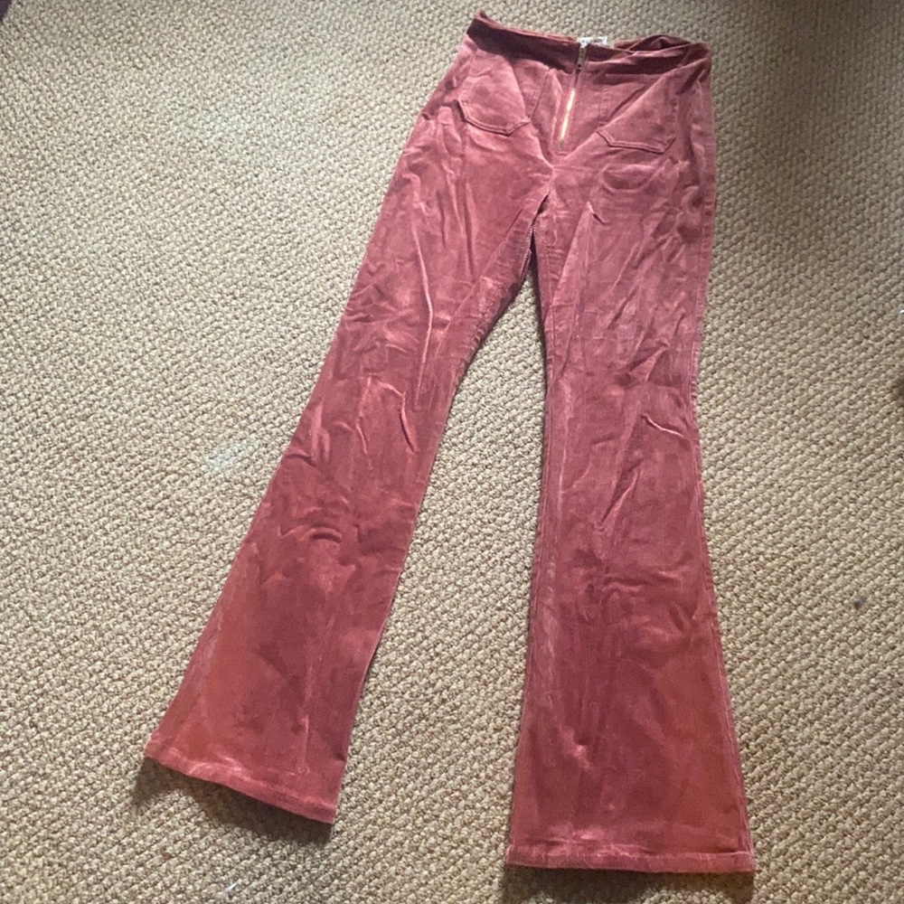 Wild Honey pink velvet flare pants size small